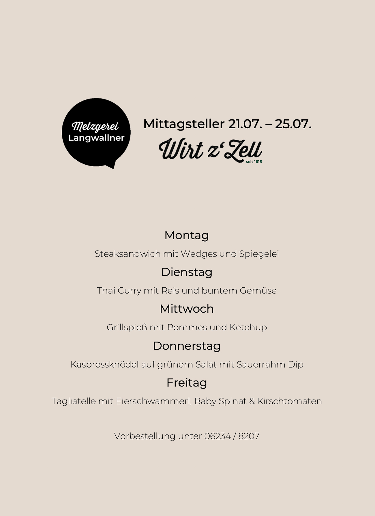 Langwallner Mittagskarte