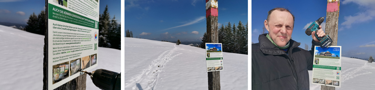 banner schild anschrauben hochalm